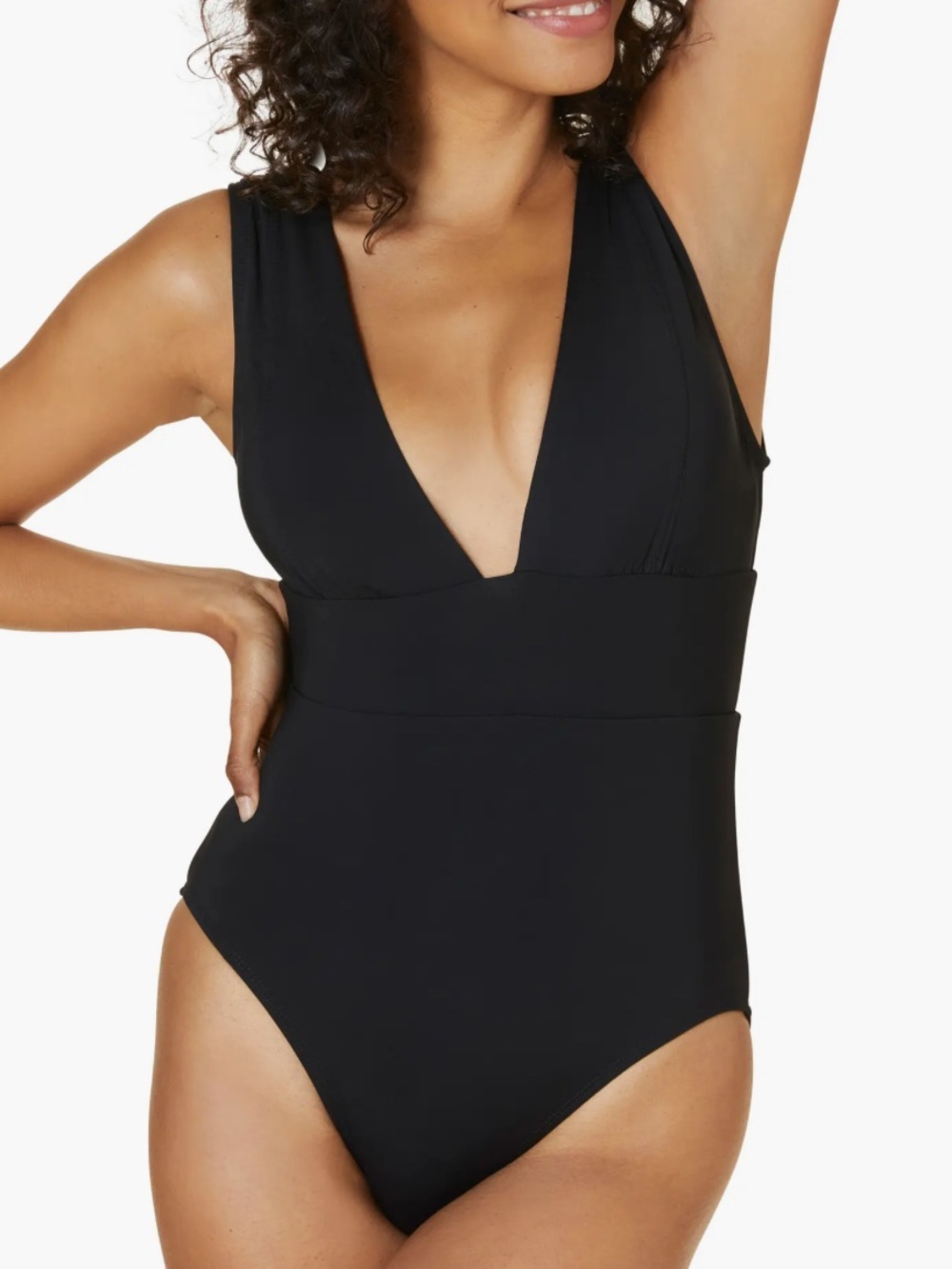 Andie The Mykonos Plunge One Piece Swimsuit Black Size L